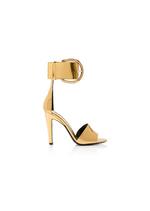 MIRROR LEATHER BUCKLE ANKLE STRAP SANDAL A thumbnail
