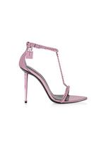 MIRROR LEATHER PADLOCK CHAIN POINTY NAKED SANDAL A thumbnail