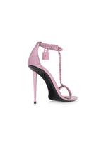 MIRROR LEATHER PADLOCK CHAIN POINTY NAKED SANDAL C thumbnail