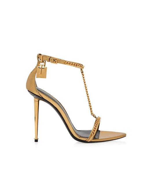 MIRROR LEATHER PADLOCK POINTY NAKED SANDAL