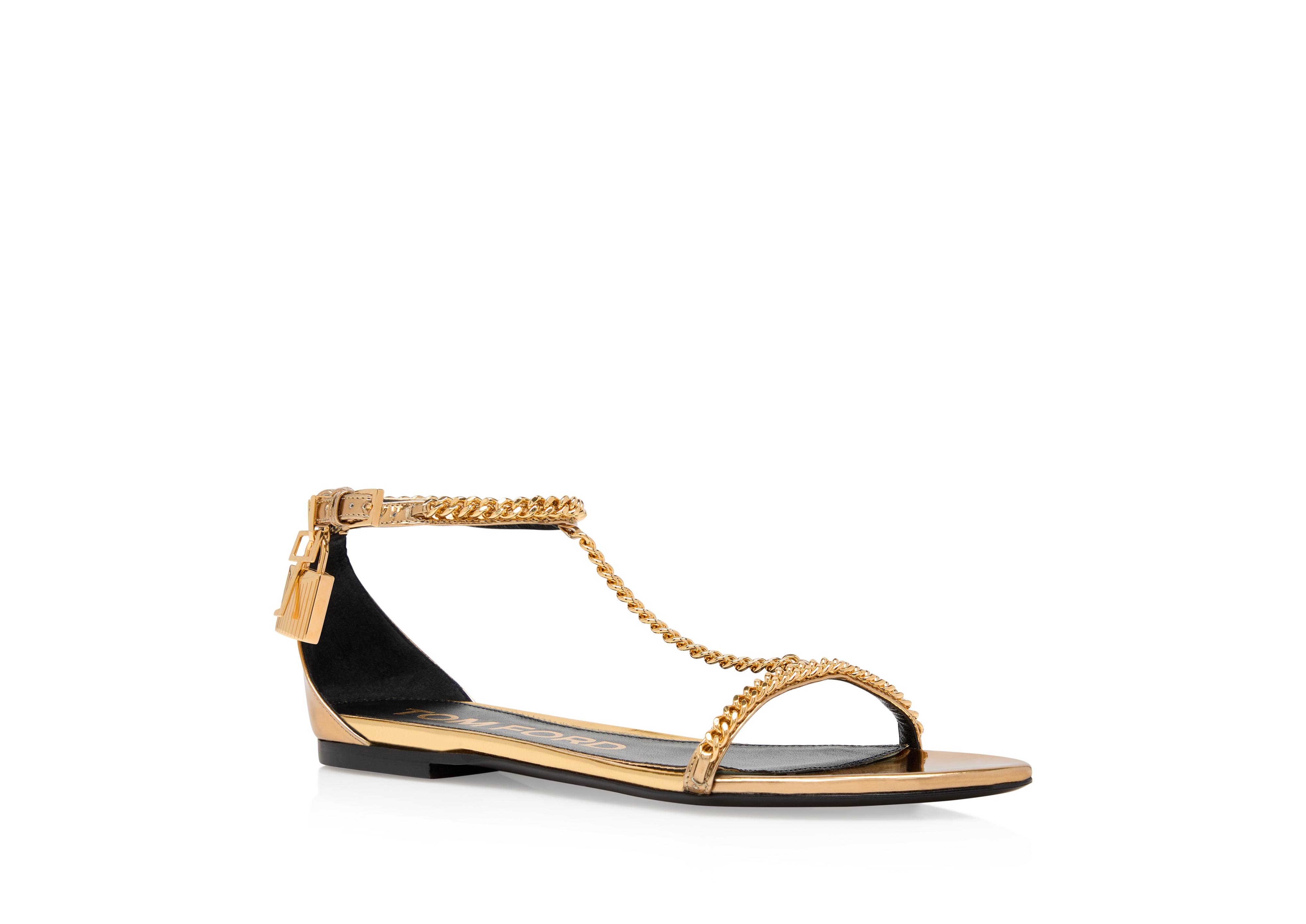 MIRROR LEATHER PADLOCK CHAIN SANDAL B thumbnail