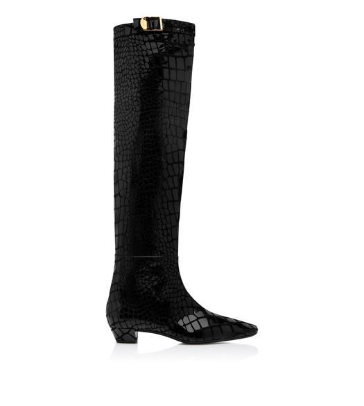 PRINTED LEATHER OVER THE KNEE BOOT