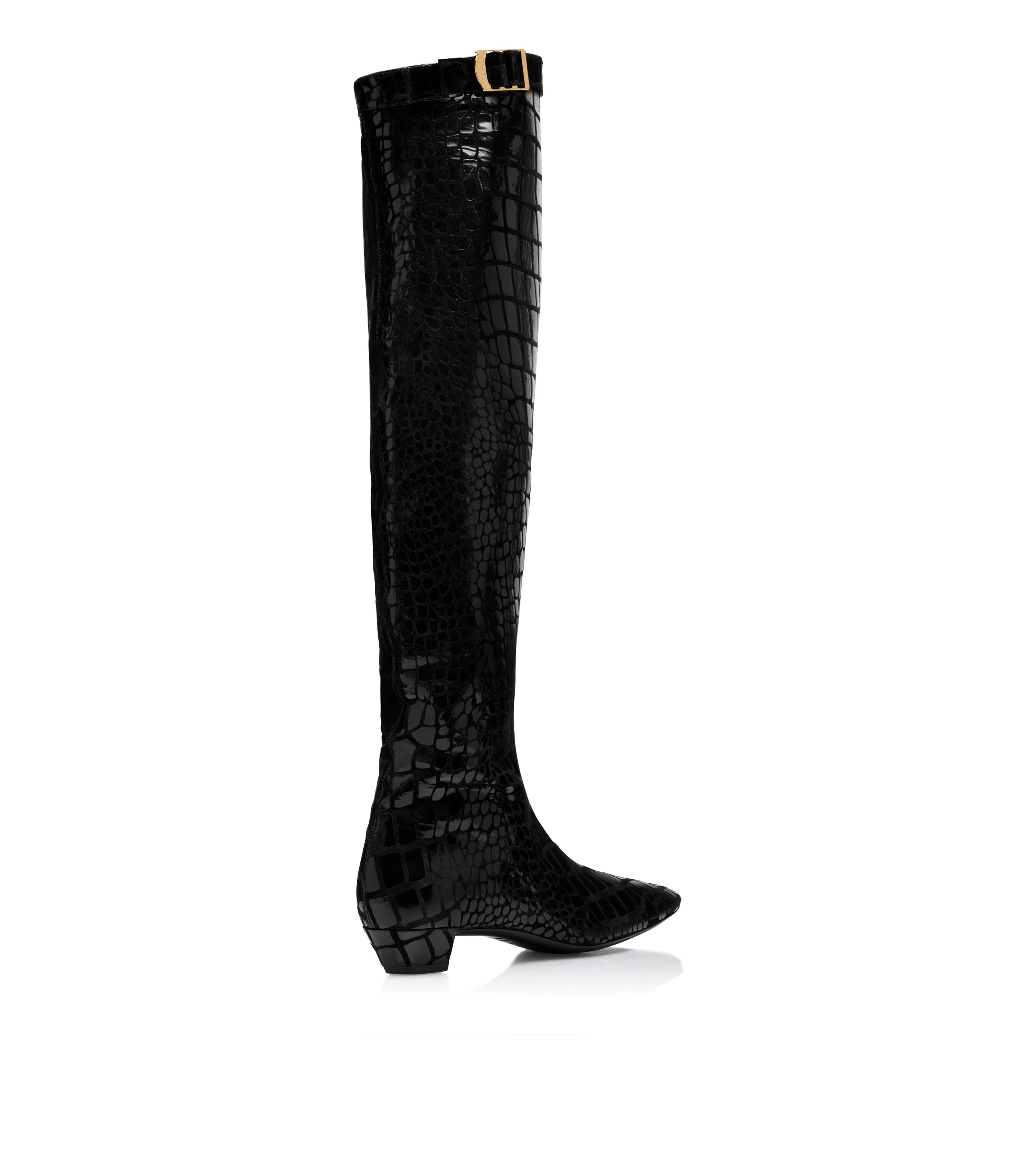 PRINTED LEATHER OVER THE KNEE BOOT C thumbnail
