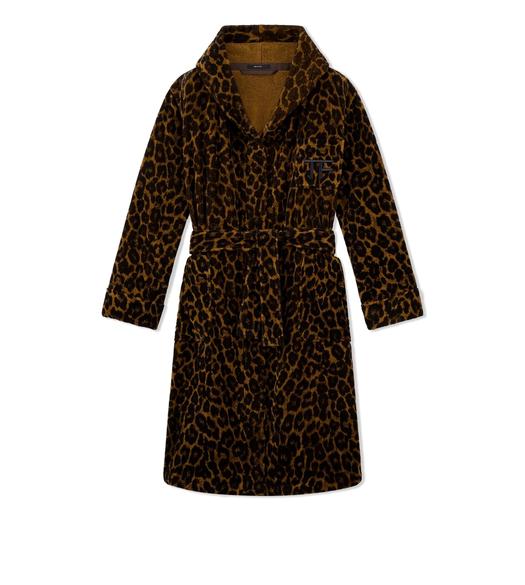 LEOPARD PRINTED TOWELLING COTTON ROBE