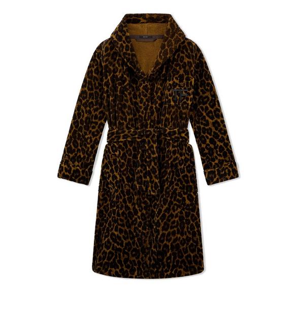 LEOPARD PRINTED TOWELLING COTTON ROBE A fullsize