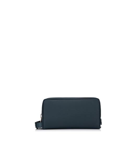 GRAINED LEATHER DOUBLE ZIP TOILETRY CASE