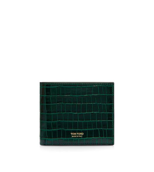 GLOSSY PRINTED CROC CLASSIC BIFOLD WALLET