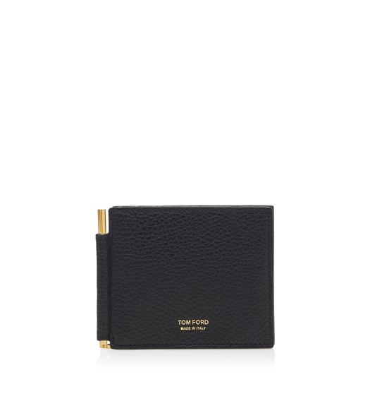 GRAINED LEATHER MONEY CLIP WALLET
