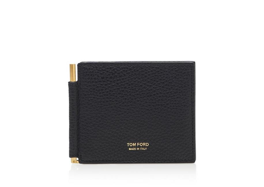 GRAINED LEATHER MONEY CLIP WALLET