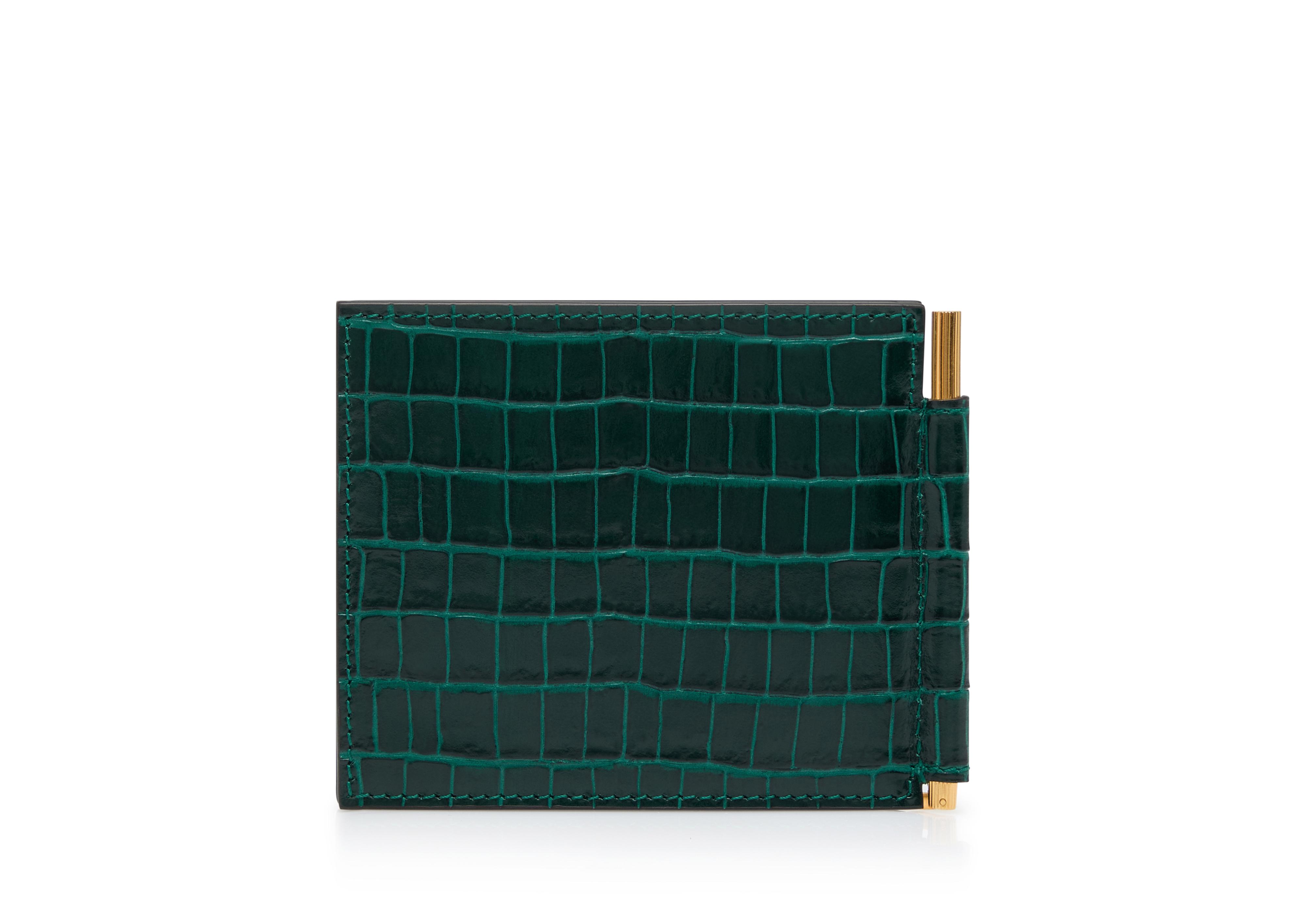 GLOSSY PRINTED CROC MONEY CLIP WALLET C thumbnail