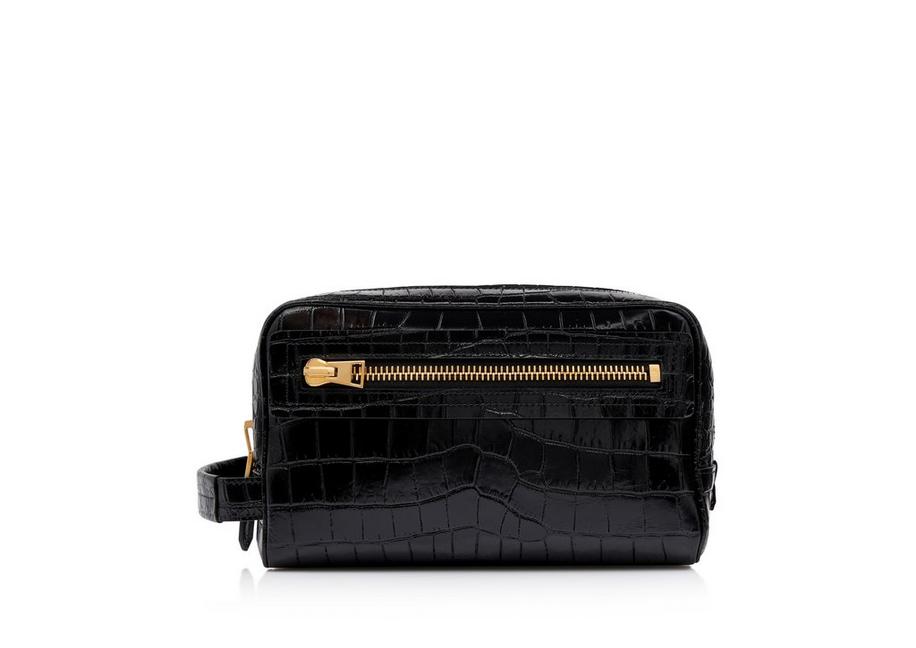 PRINTED ALLIGATOR LEATHER TOILETRY CASE A fullsize