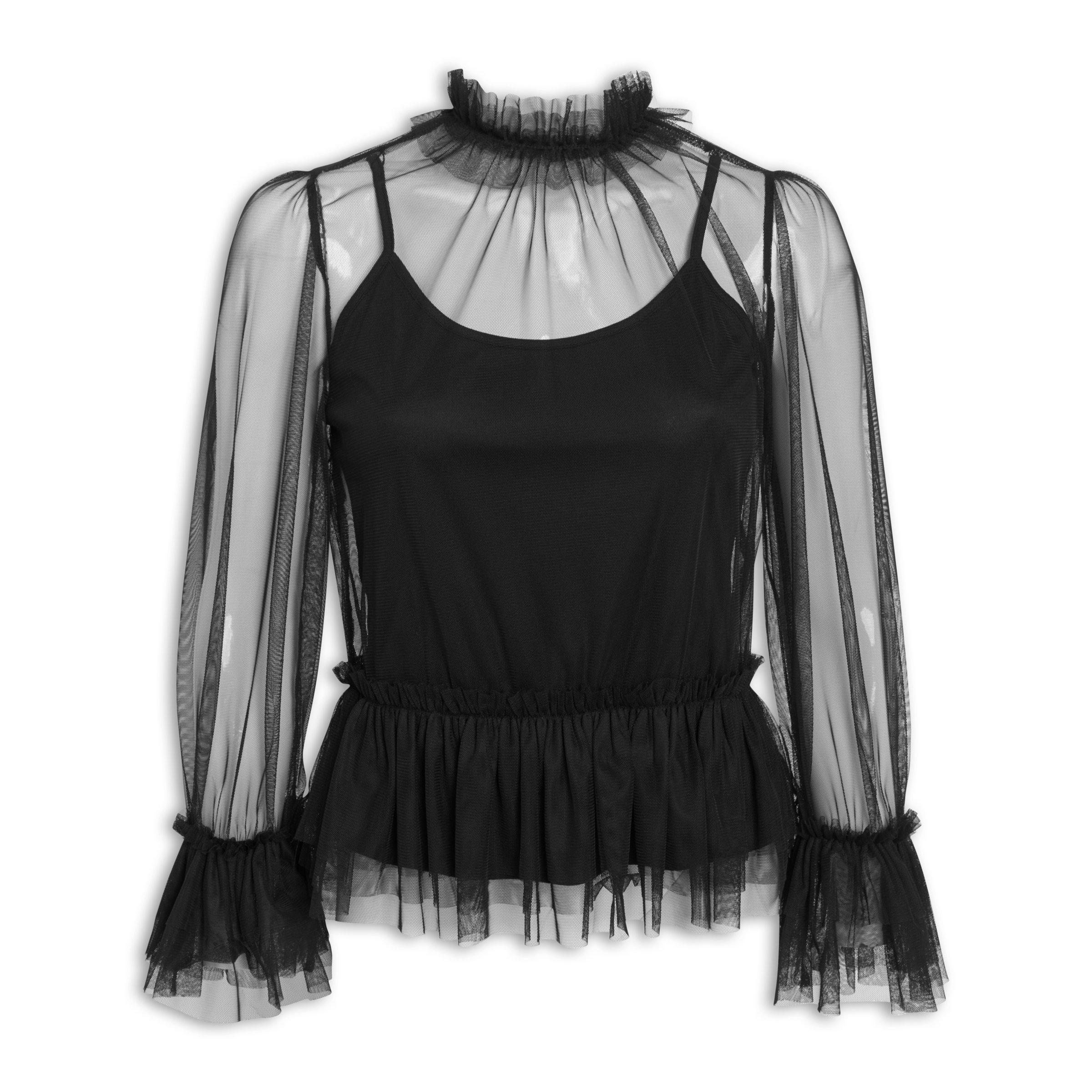 Buy Truworths Black Mesh Layer Top Online | Truworths