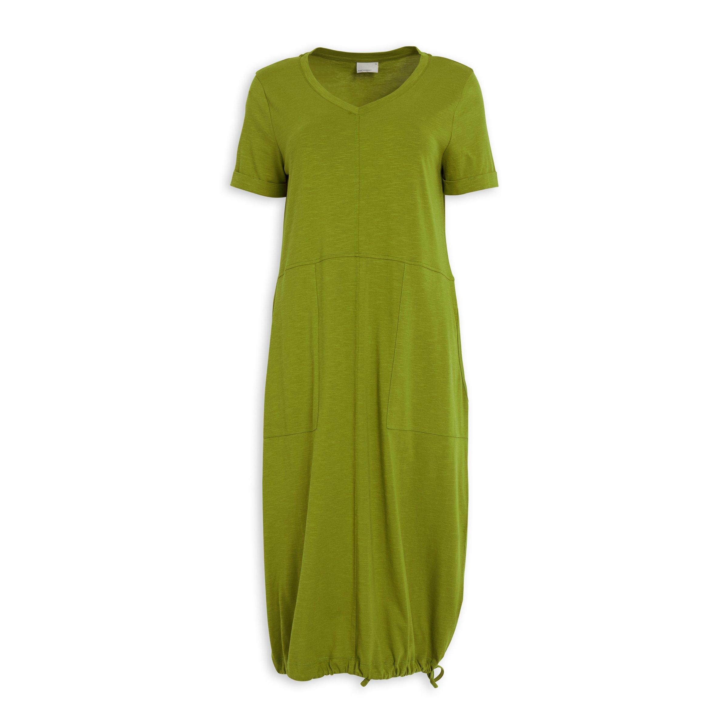 Buy Earthaddict Green Slub Drawcord Dress Online Truworths