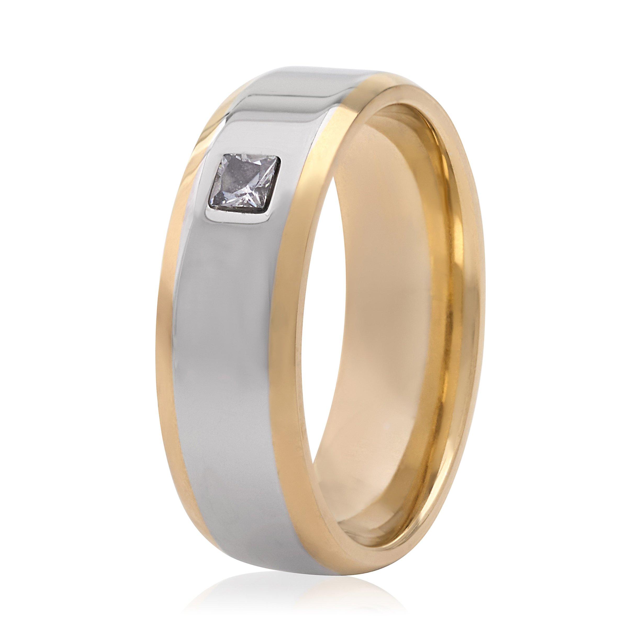 Buy Stainless Steel Broad Square CZ Ring Online | Truworths