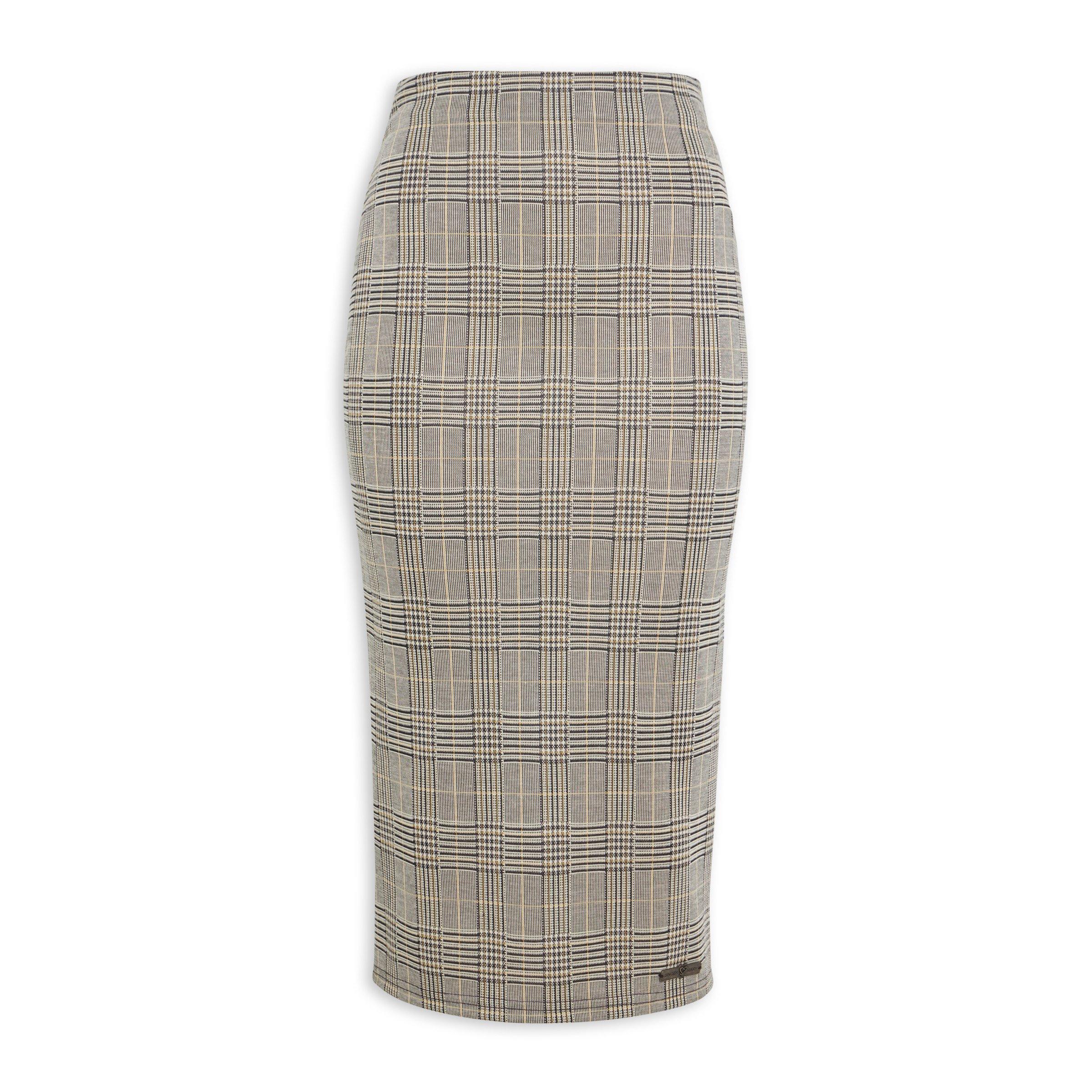 Buy Ginger Mary Brown Check Bodycon Skirt Online | Truworths