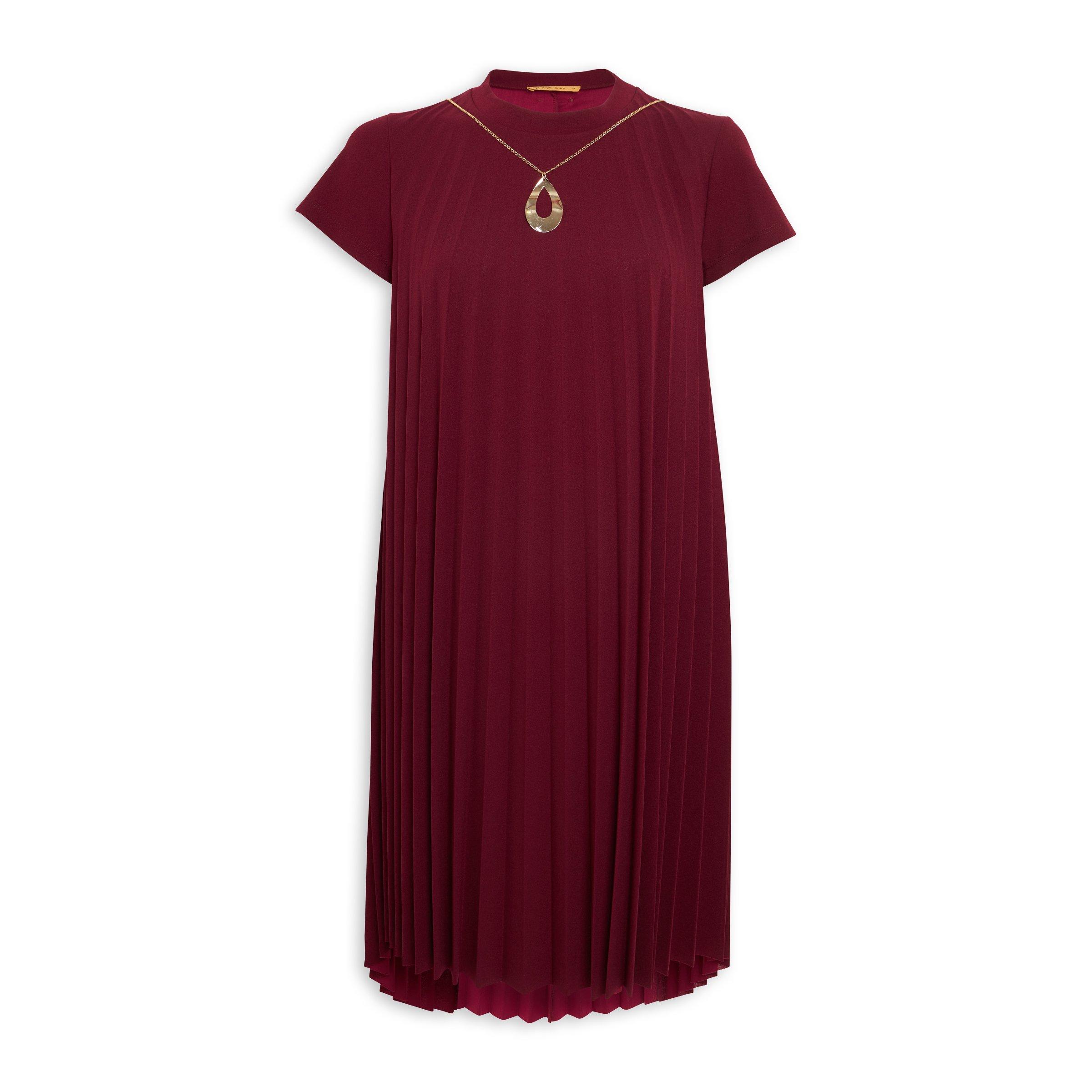 Ginger Mary Burgundy Pleated Dress (3025961) | Truworths.co.za