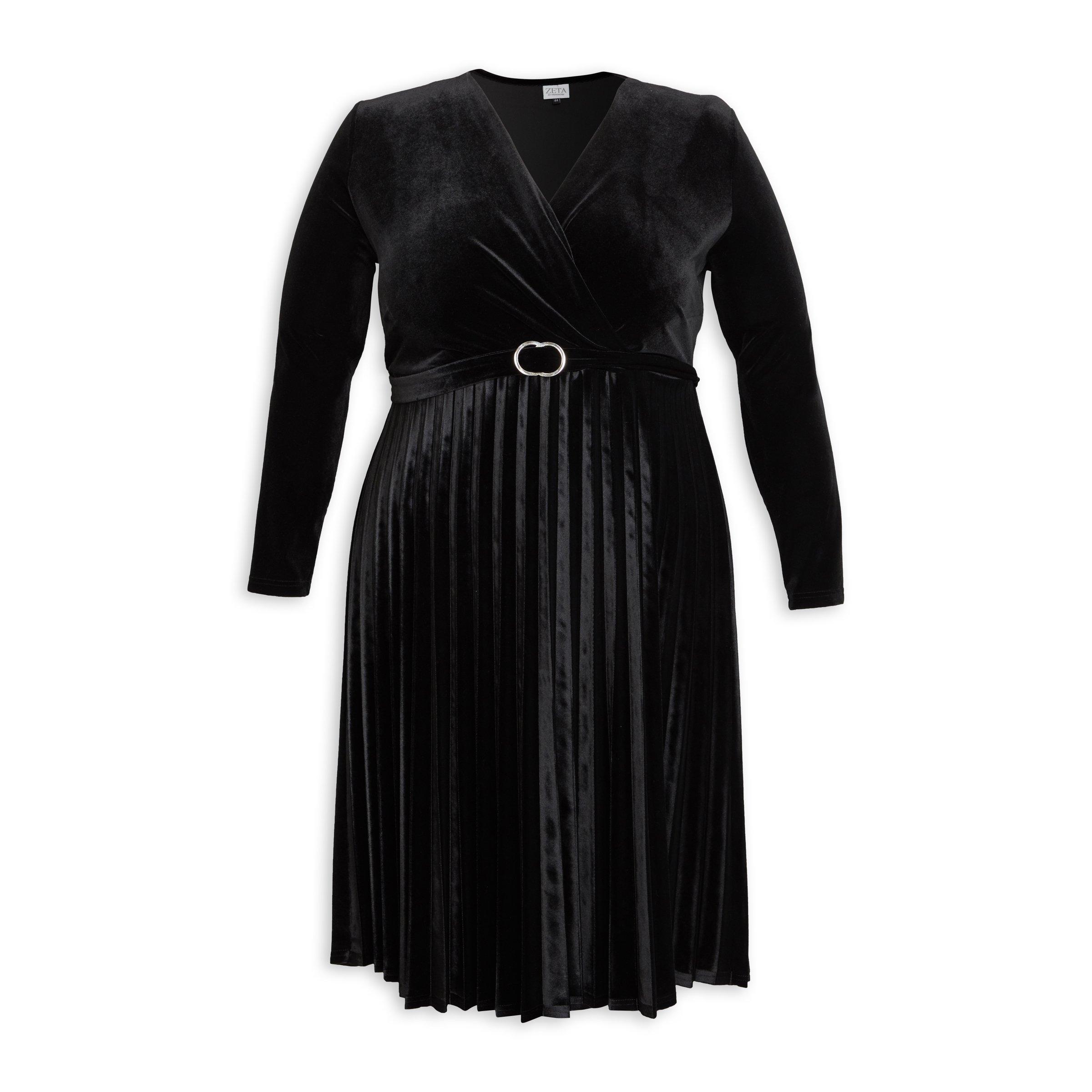 Buy Zeta Black Velour Dress Online | Truworths