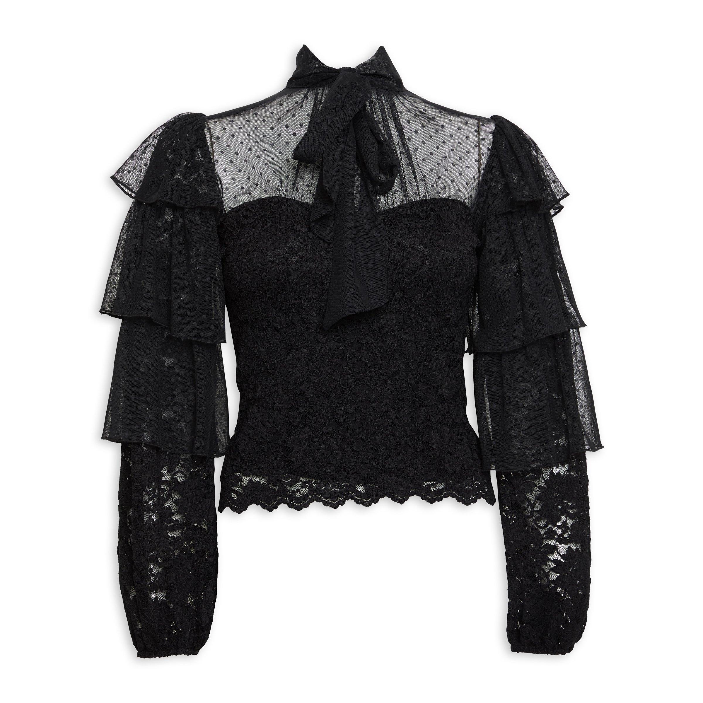 Buy Truworths Black Lace Kitty Bow Top Online | Truworths