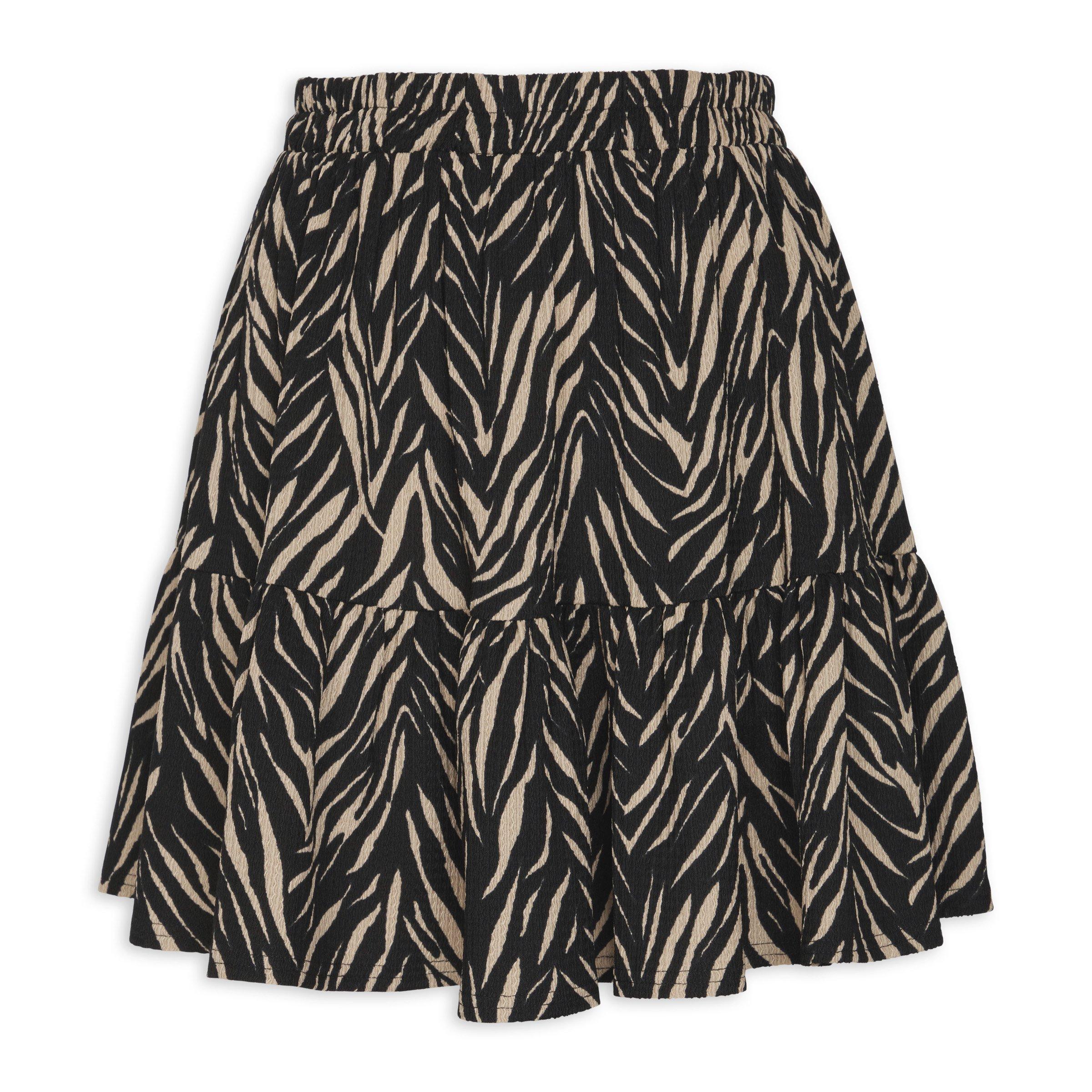 Black Animal Tiered Skirt (3044942) | Identity