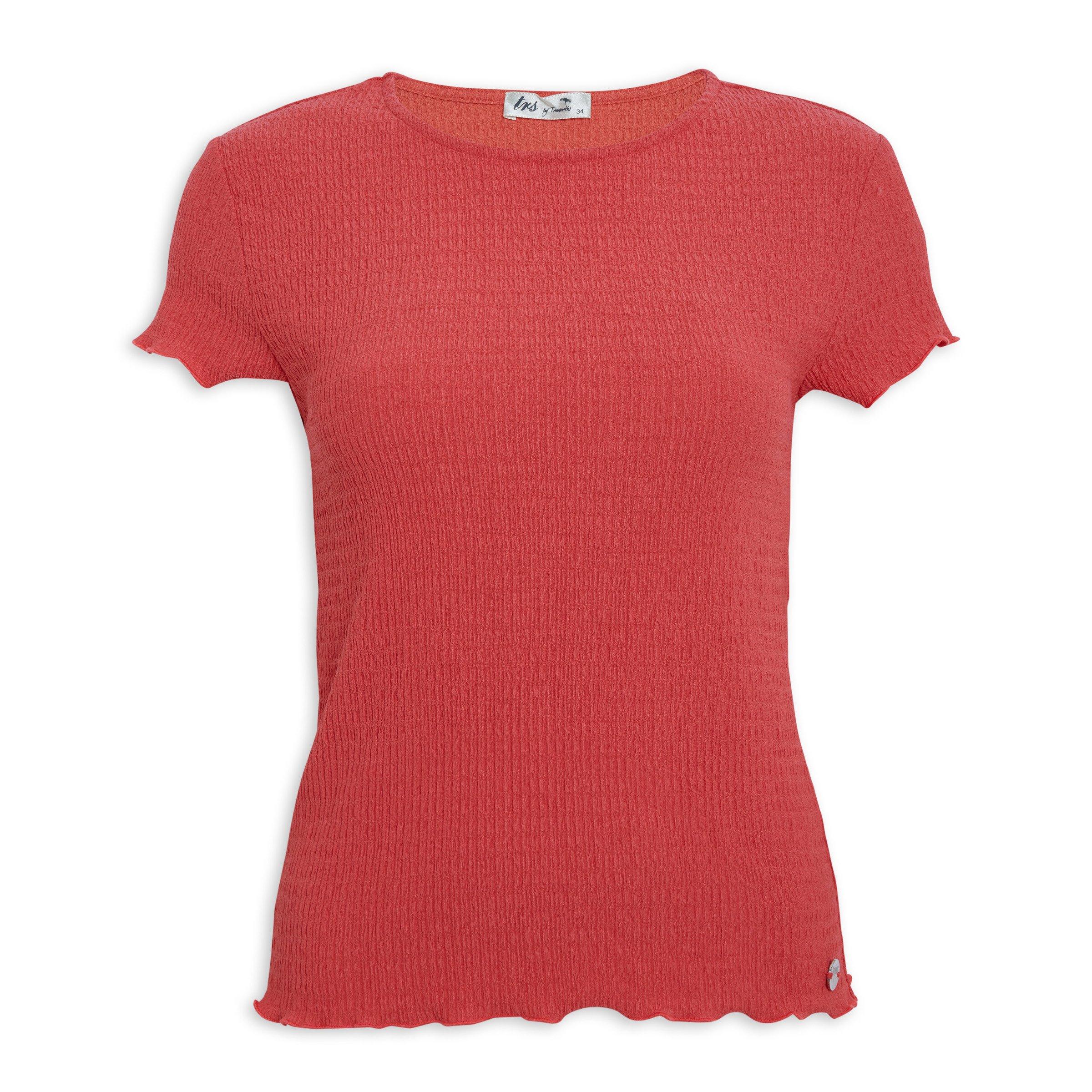 Coral Peplum Fitted Tee