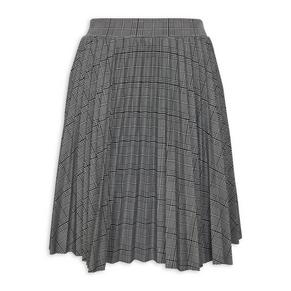 Black Check Pleated Skirt