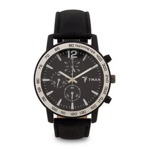 Blk and Steel PU Watch