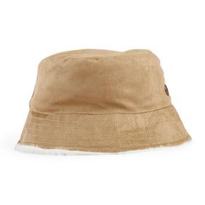 Stone Suede Fur Bucket Hat