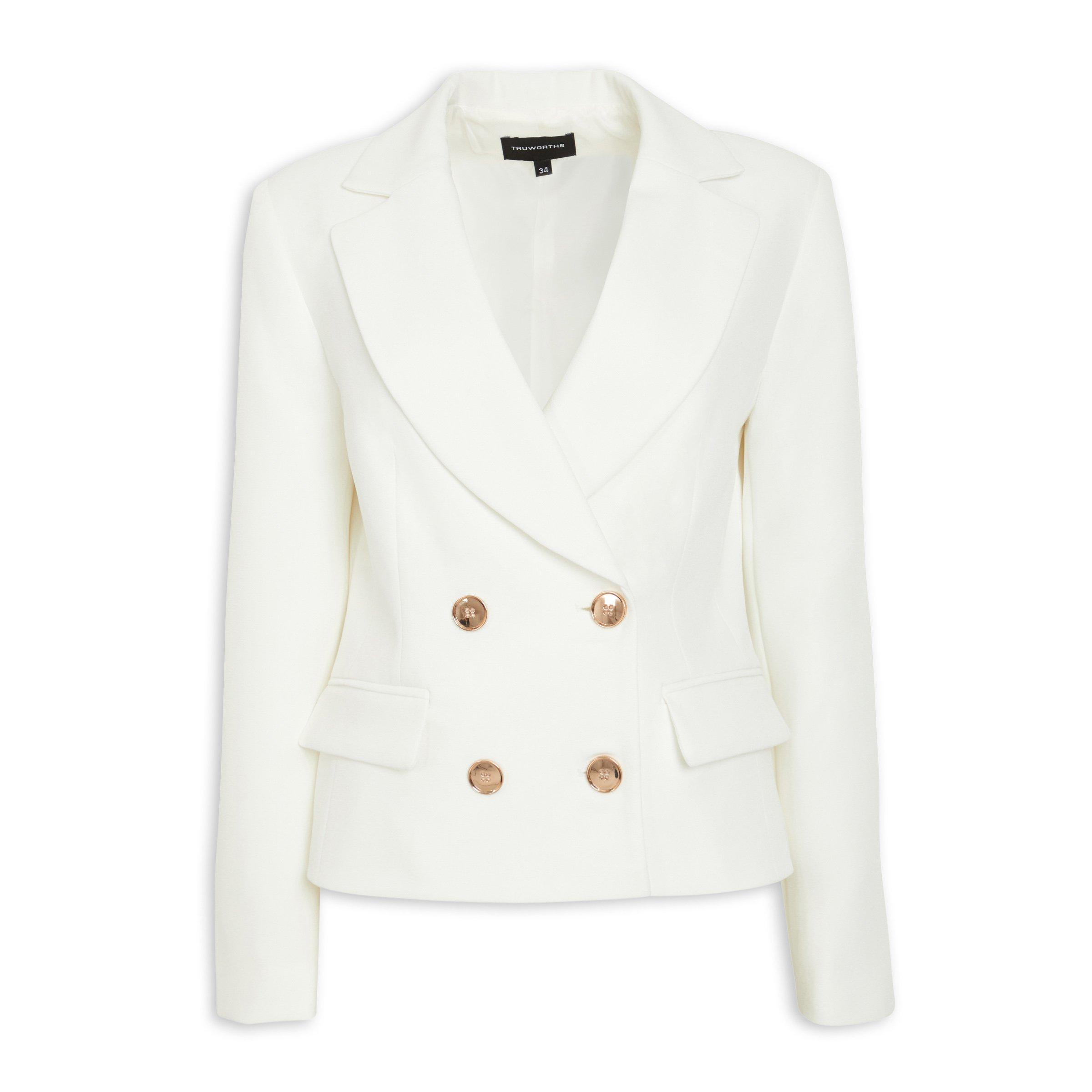 Milk Double Breasted Cropped Blazer (3057852) | Truworths