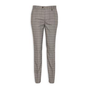 Taupe Check Slim Trouser