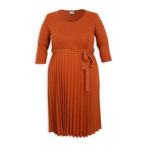 Orange Pleated Dress