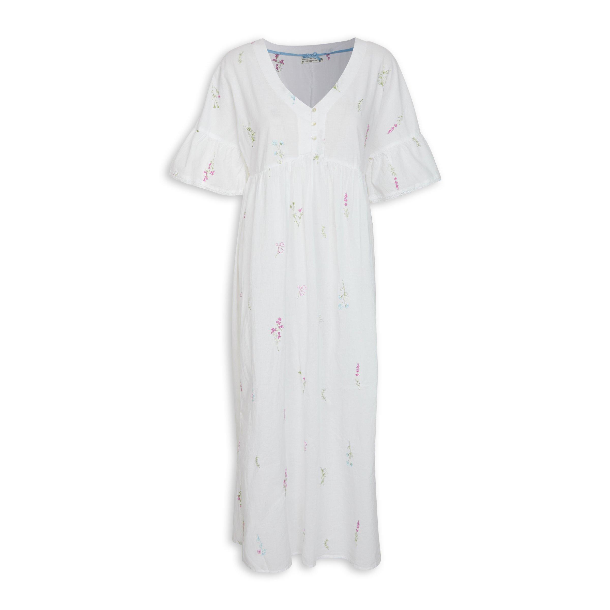 White Embroidered Night Dress (3064237) | TRNY
