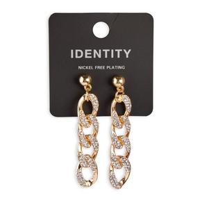 Gold Diamante Chain Earring