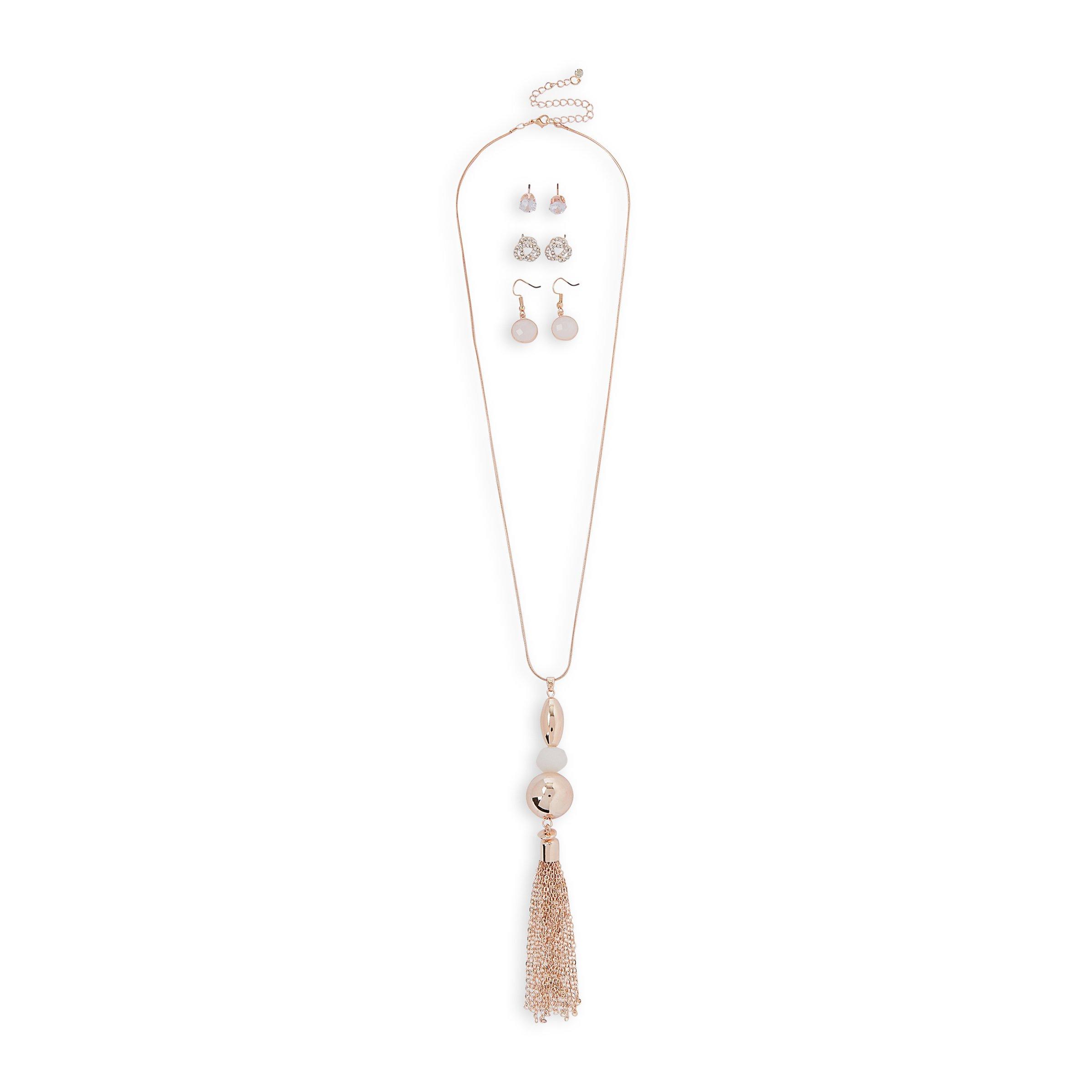 Rose Gold Tassel Necklace & Earring Set (3067889) Truworths