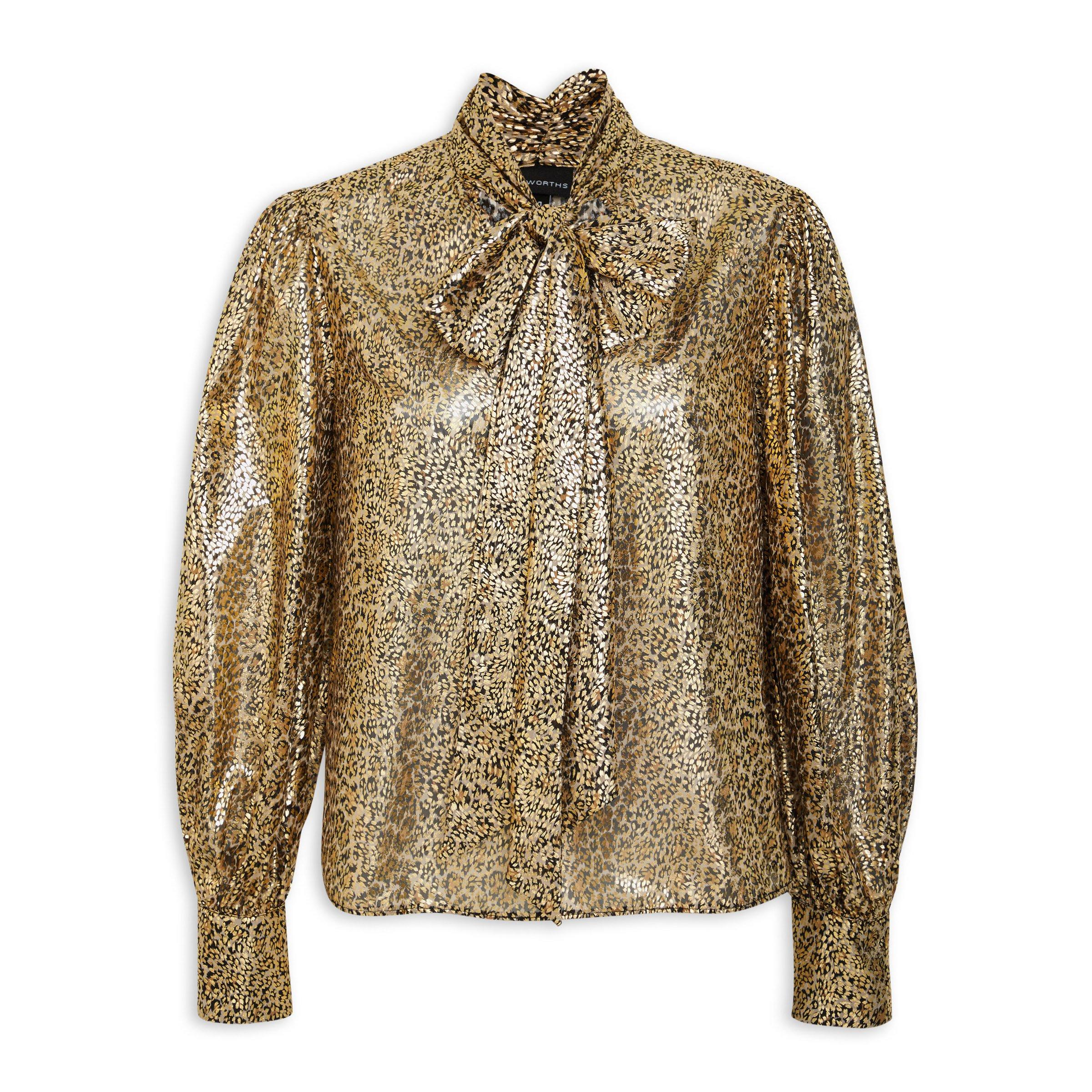 Gold Animal Print Kitty Bow Blouse (3068163) | Truworths