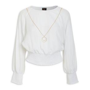 White Dolman Top With Necklace