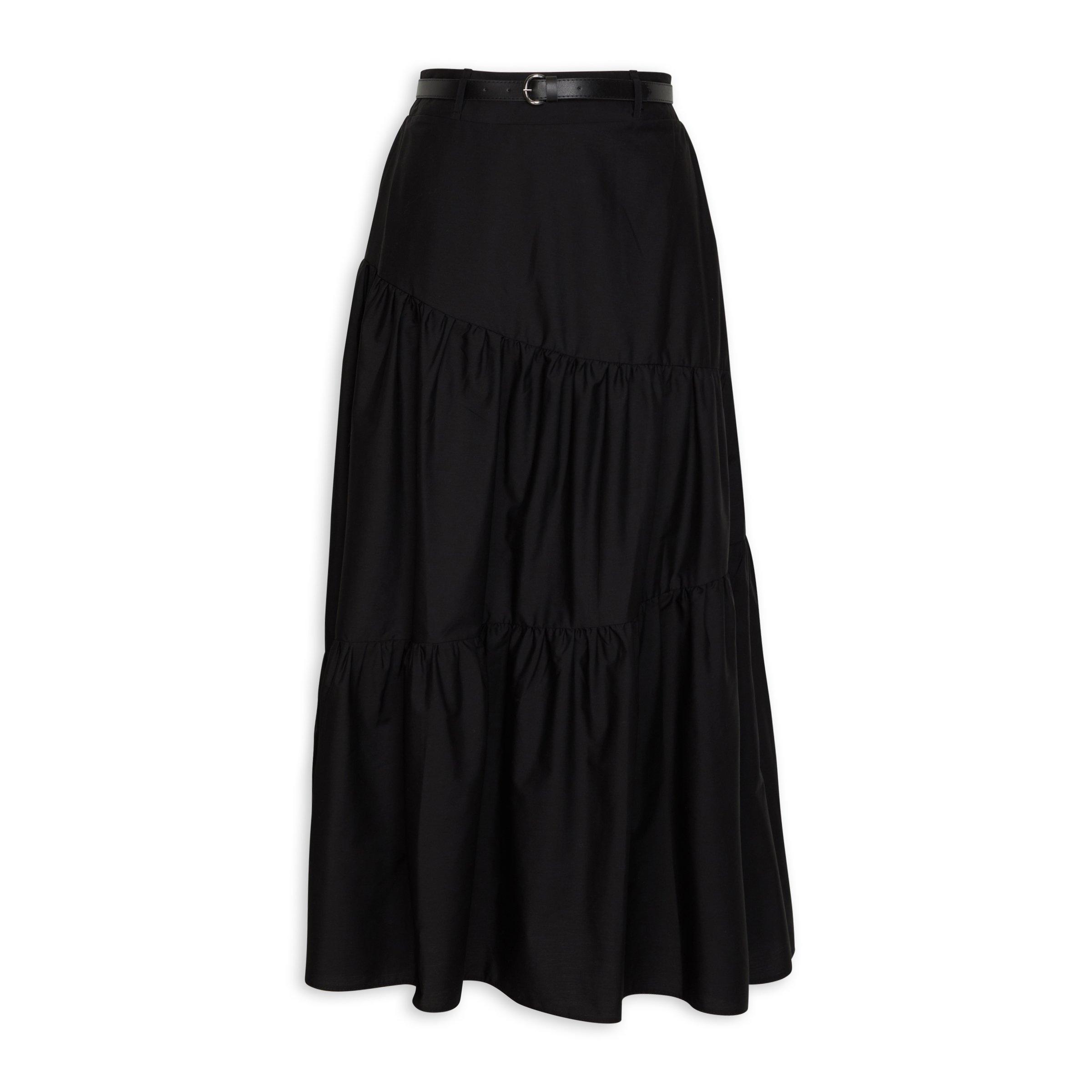 Black Tiered Maxi Skirt (3069926) | Identity