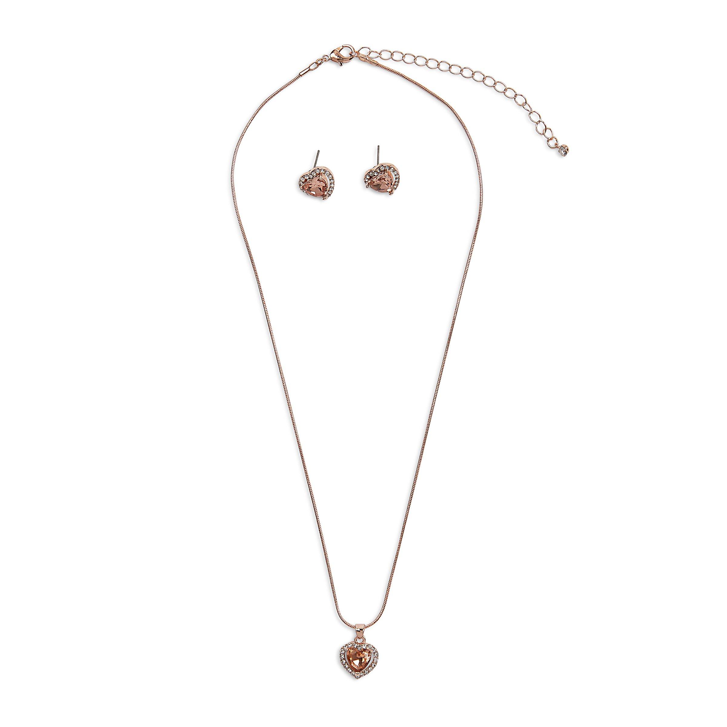 Pink Heart Necklace & Earring Set (3070164) Truworths