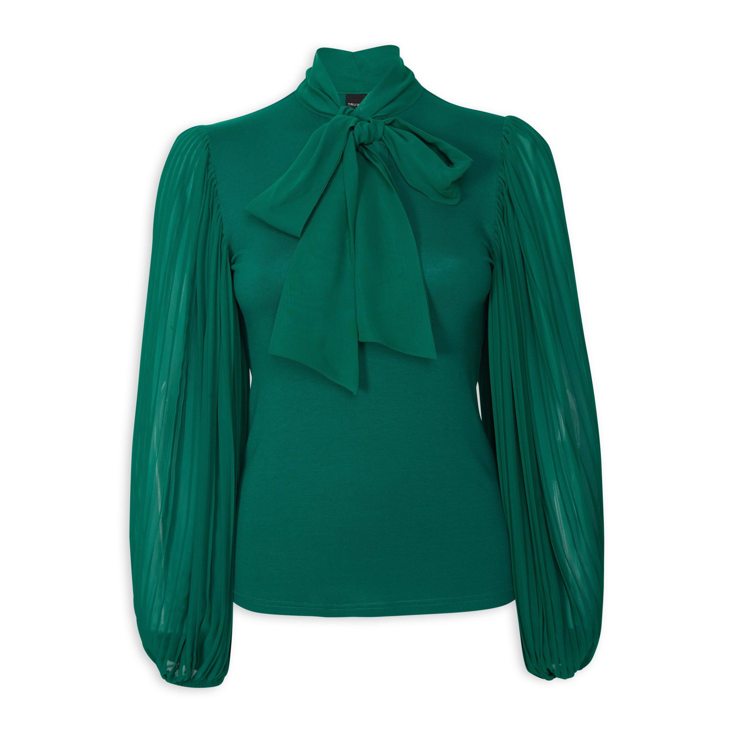 Green Kitty Bow Blouse (3070276) | Truworths