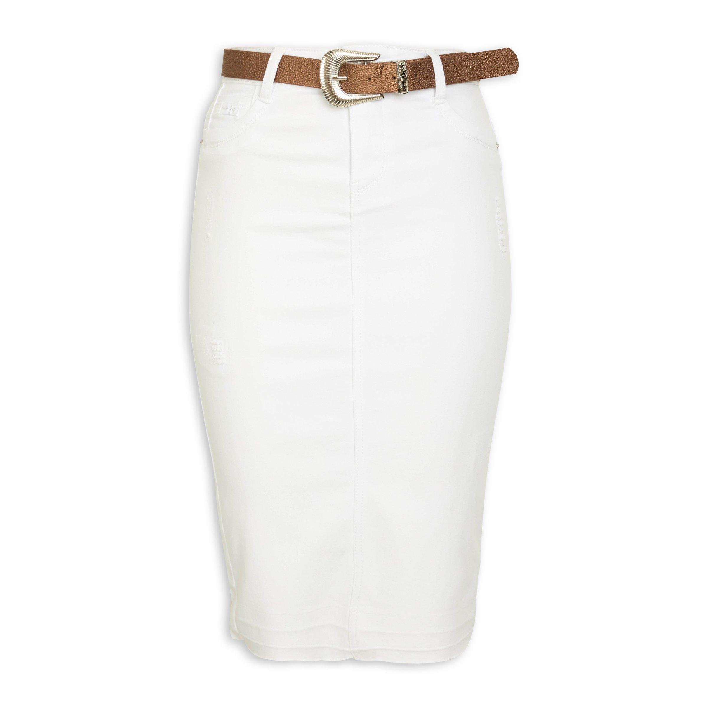 White Belted Pencil Skirt 3078339 Outback Red 3933