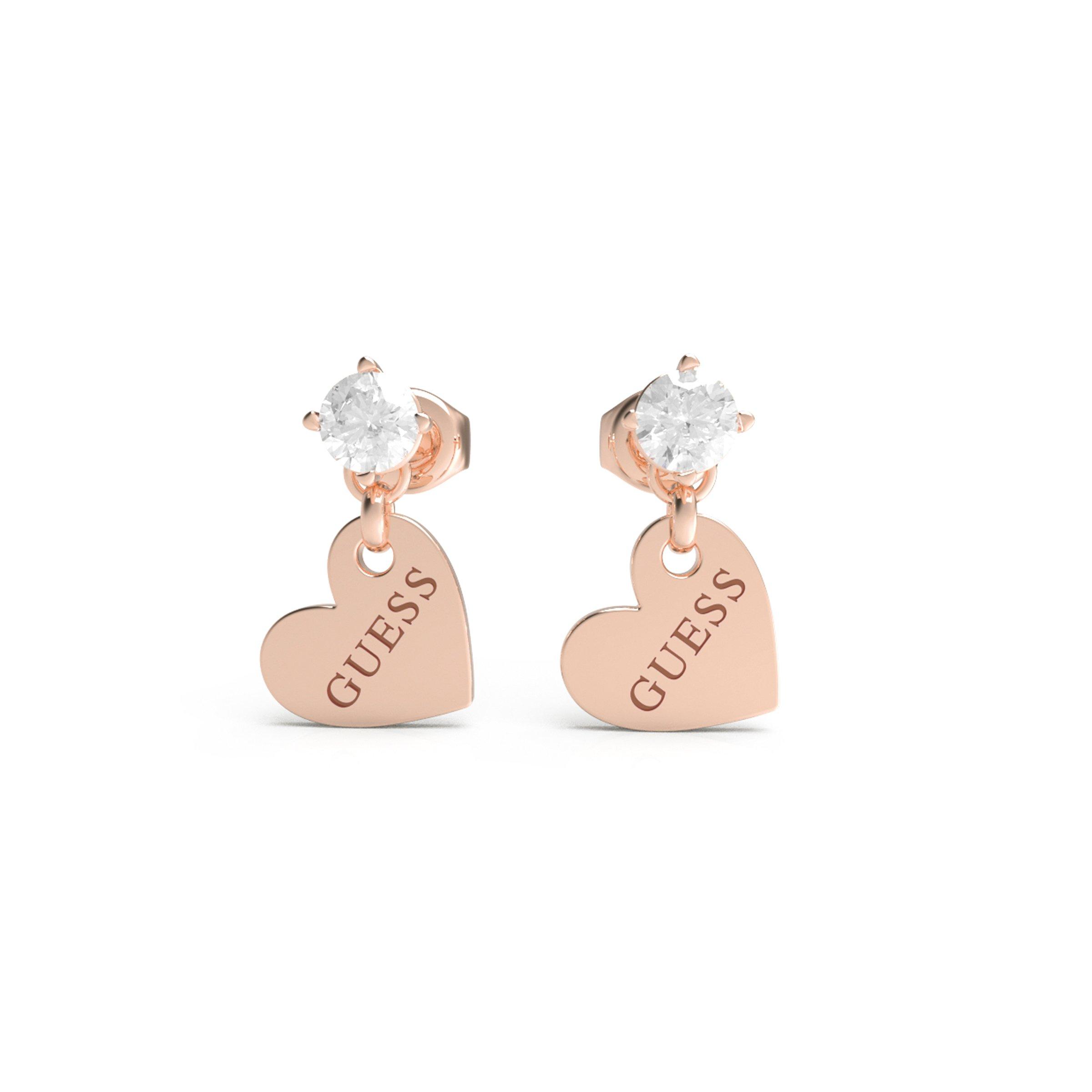 GUESS Rose Gold Heart Drop Steel Earrings (3079045) | Truworths.co.za