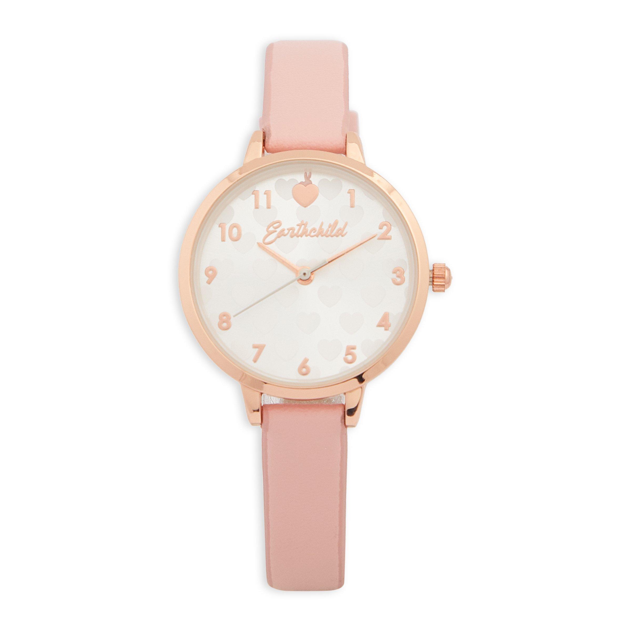 Earthchild Pink Heart Dial Pleather Strap Watch (3080745) Truworths.co.za