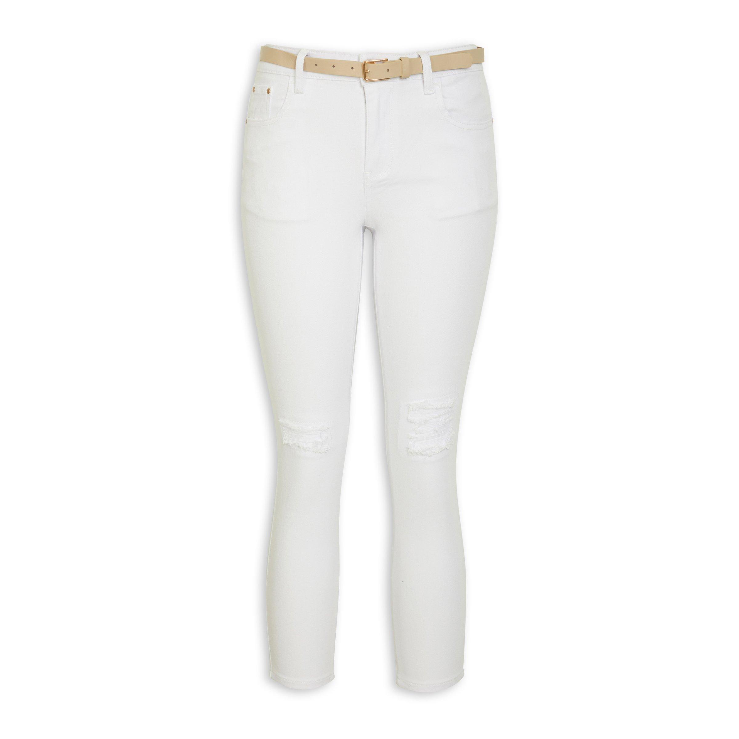 White Belted Cropped Skinny Jean (3080883) | Inwear