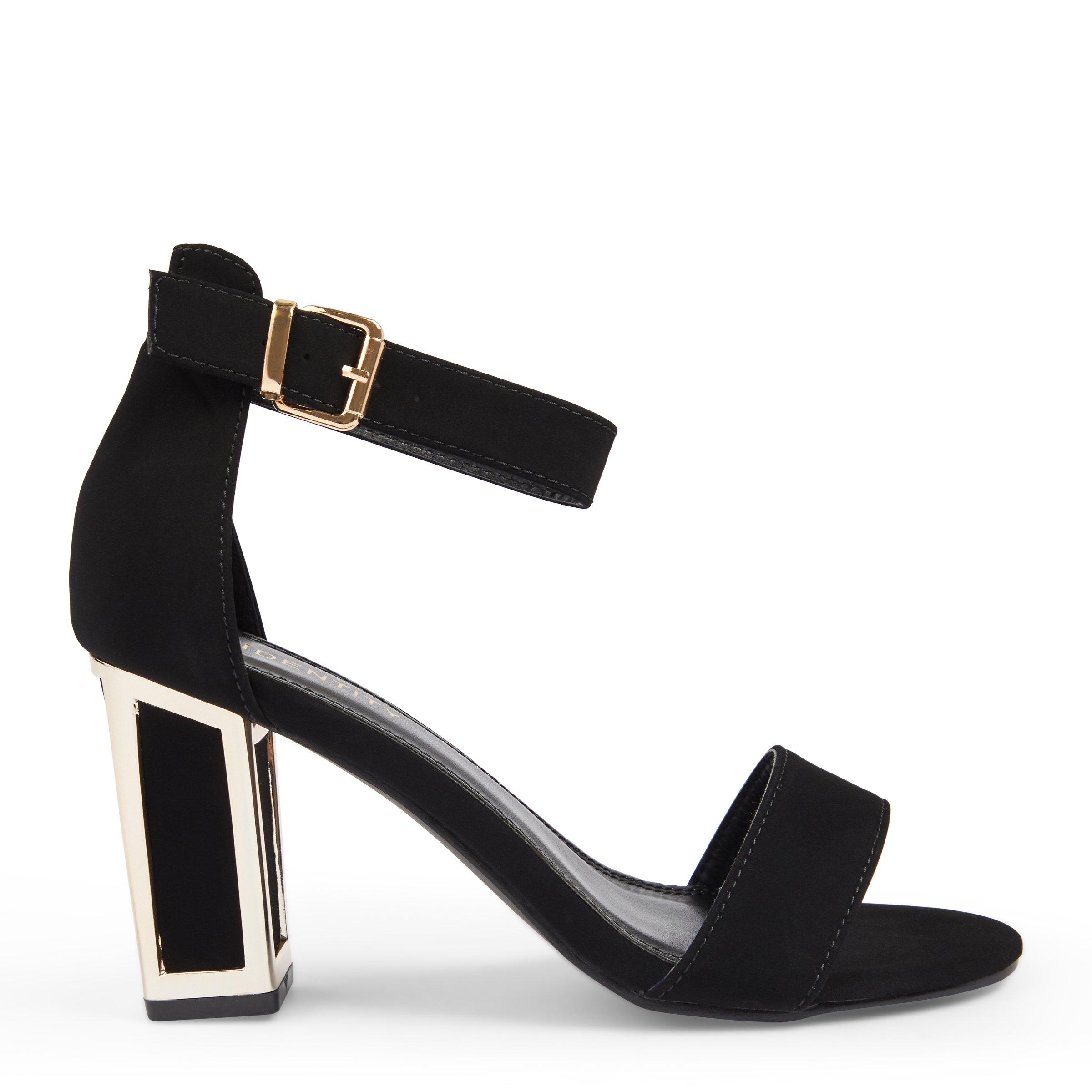 Black And Gold Ankle Strap Sandals (3081745) 