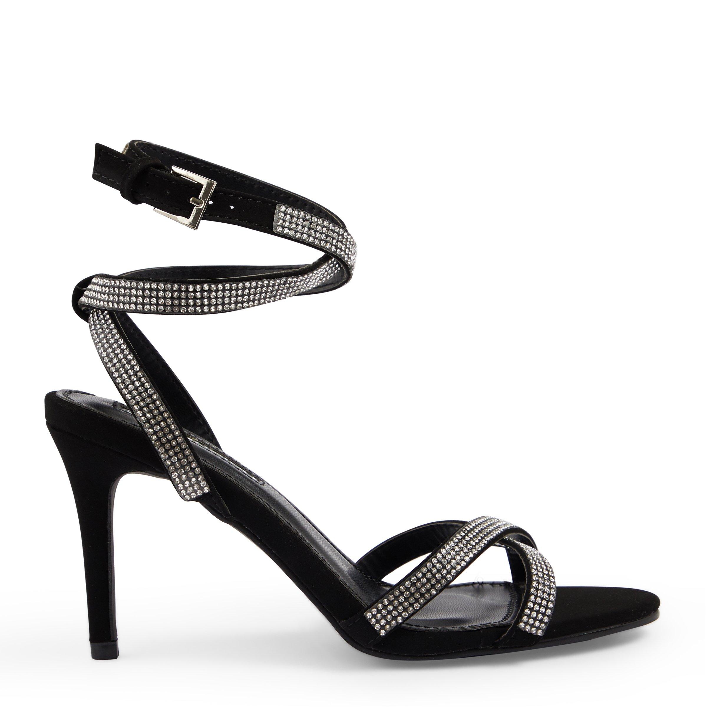 Black Diamante Ankle Strap Sandals (3084169) | Identity