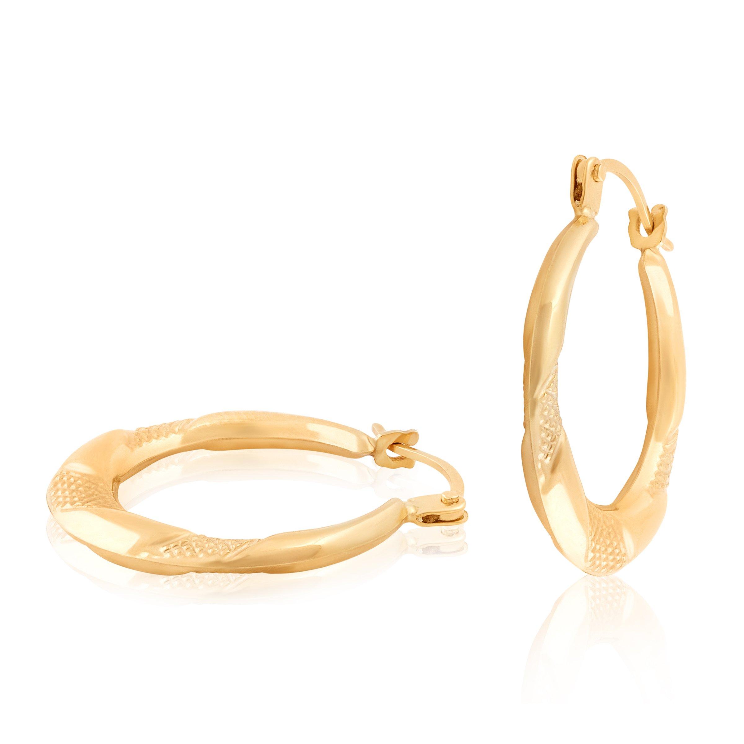 13mm Textured Creole Earring (3084201) | 9ct Gold