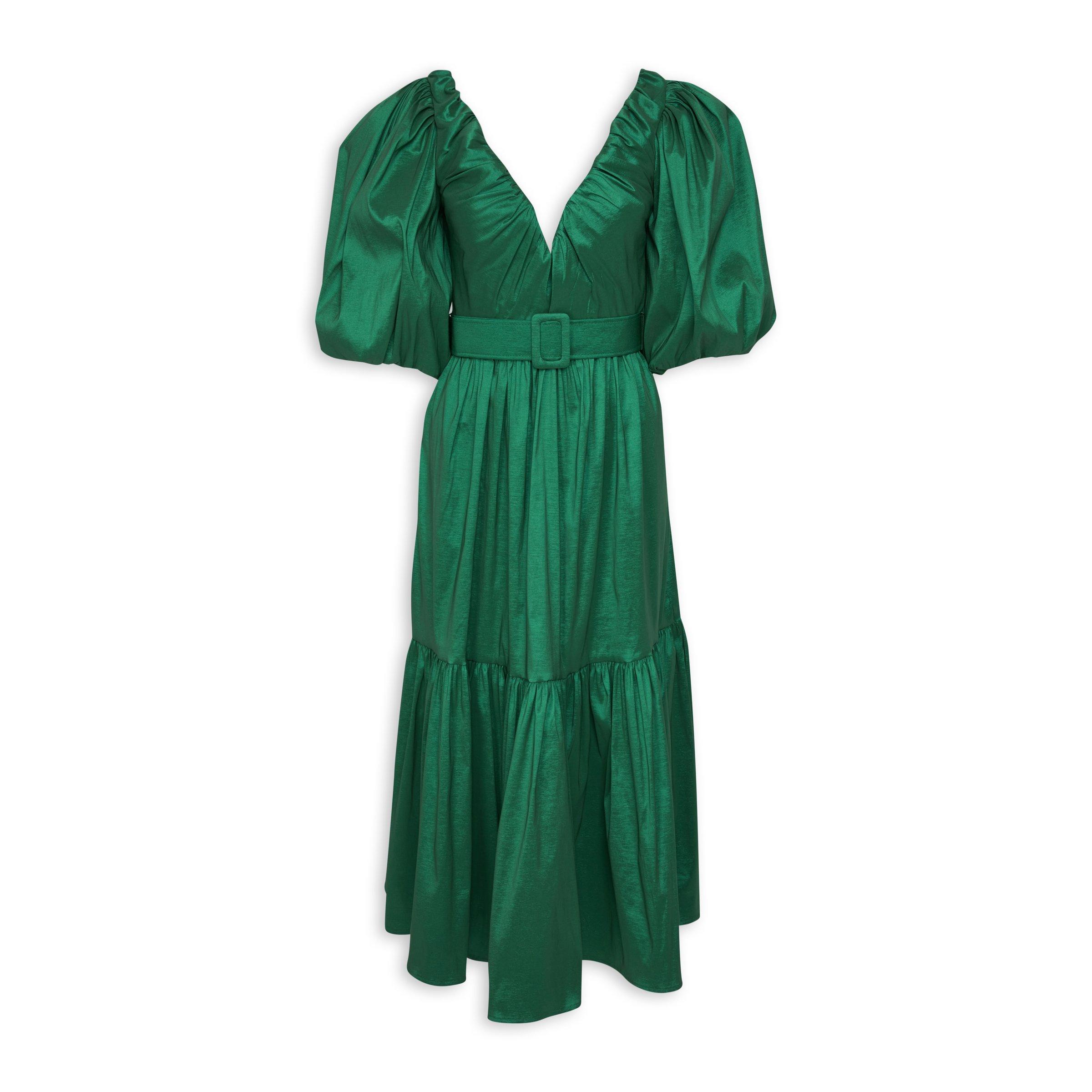 Bottle Green Tiered Dress (3084250) | Truworths