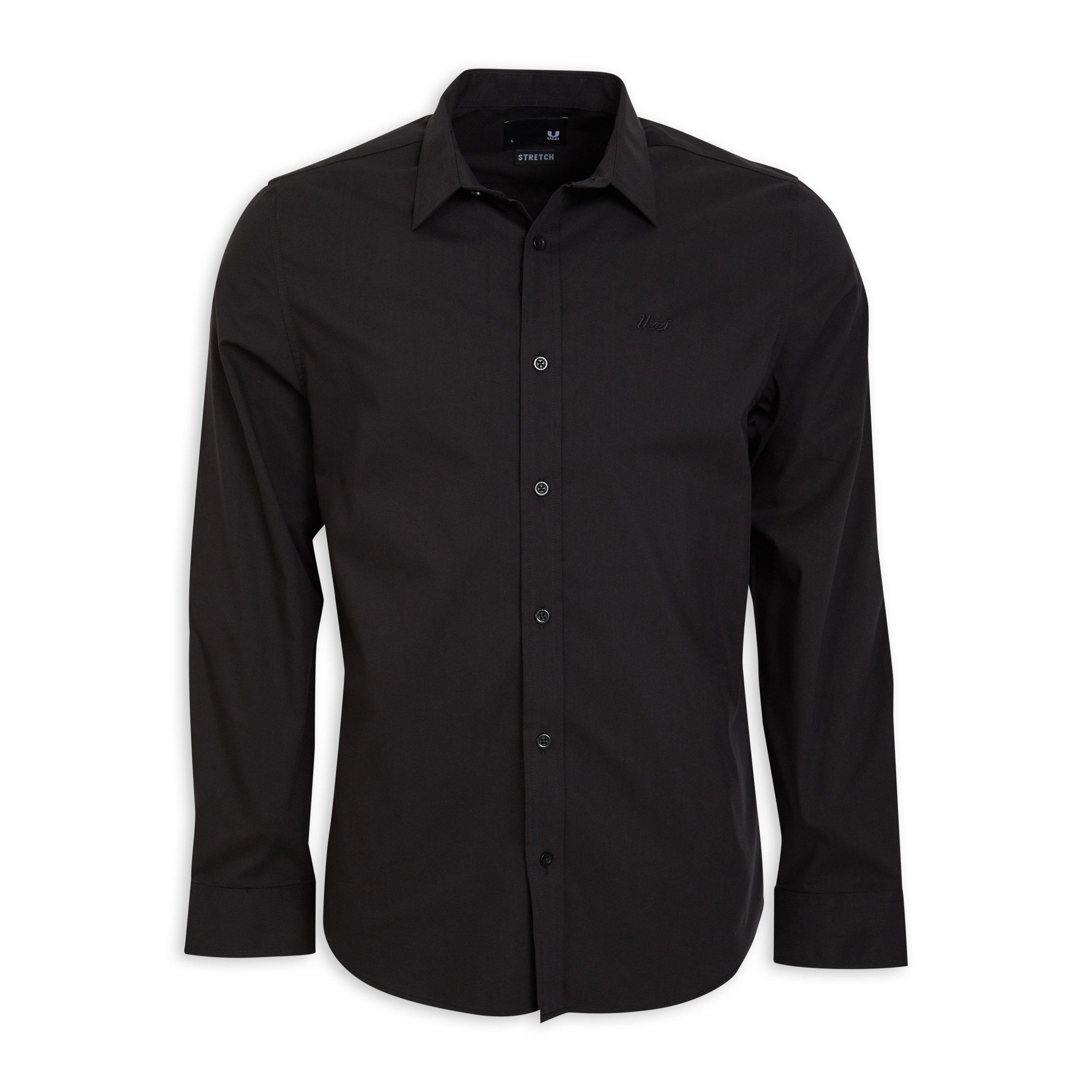 Black Cotton Stretch Shirt (3086686) | UZZI