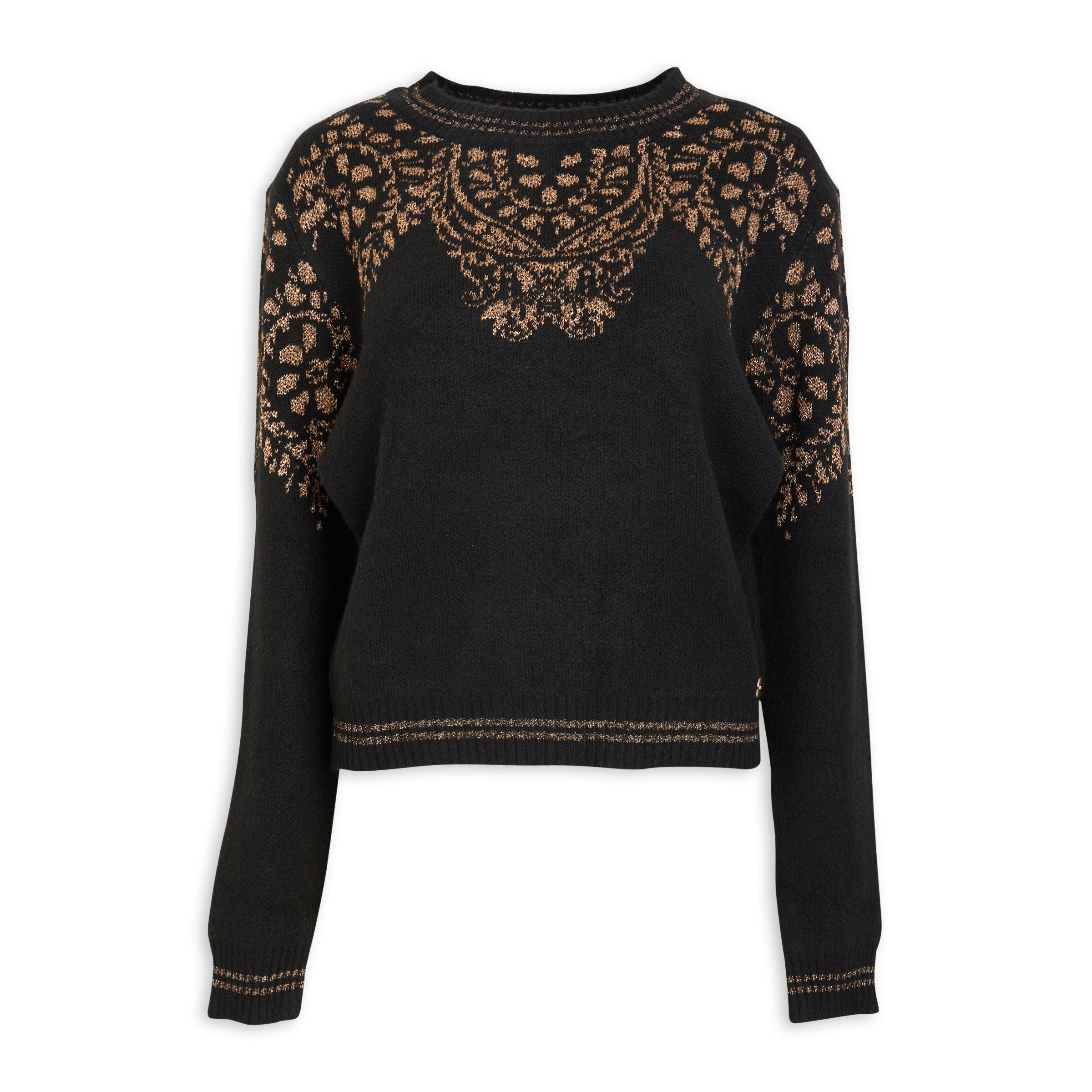 Black Jacquard Sweater (3087054) | LTD Woman