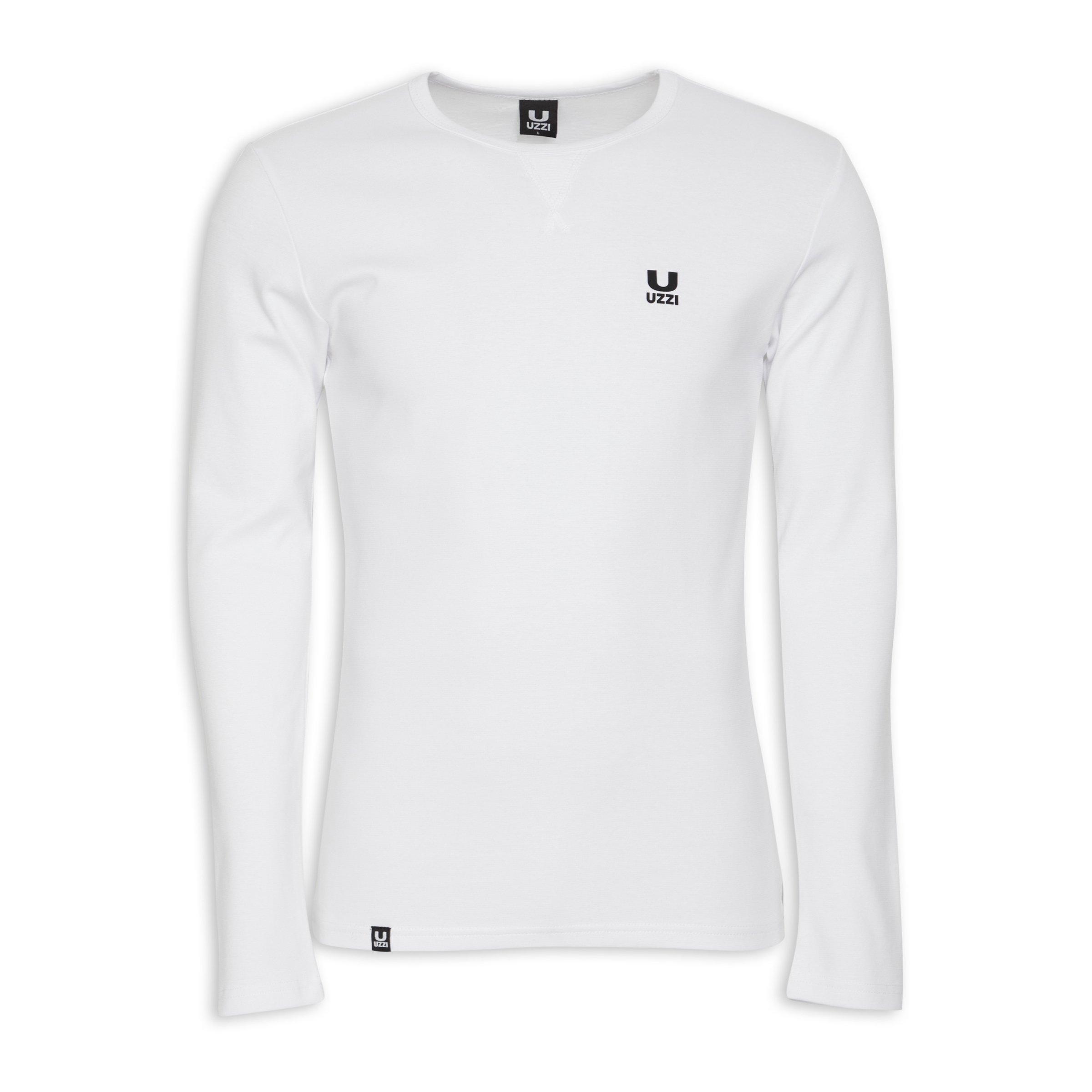 White Long Sleeve Fitted Tee (3087628) | UZZI