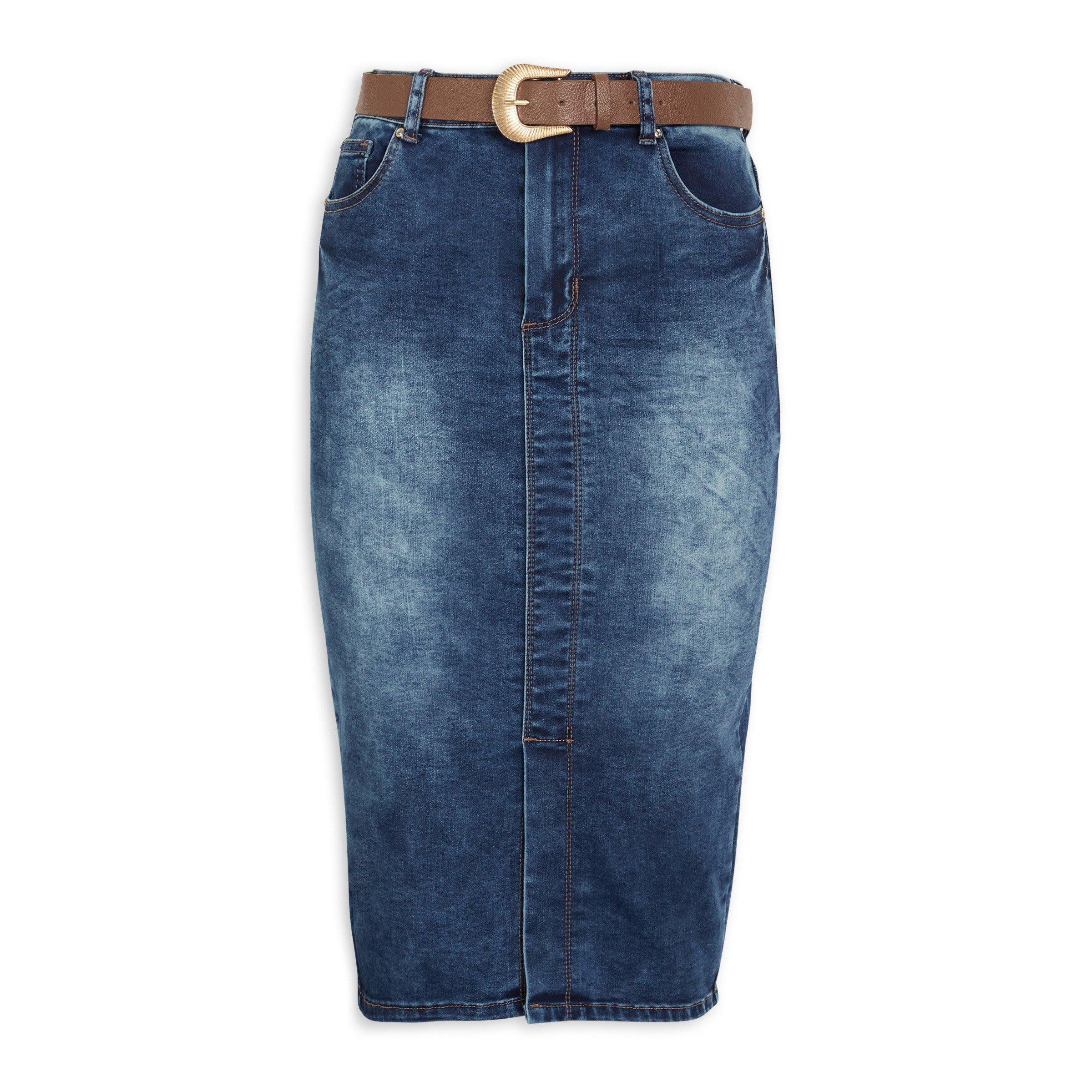 Indigo Belted Denim Skirt (3087882) | Truworths